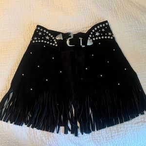 Understated Leather Paris Texas Chap Skirt Black